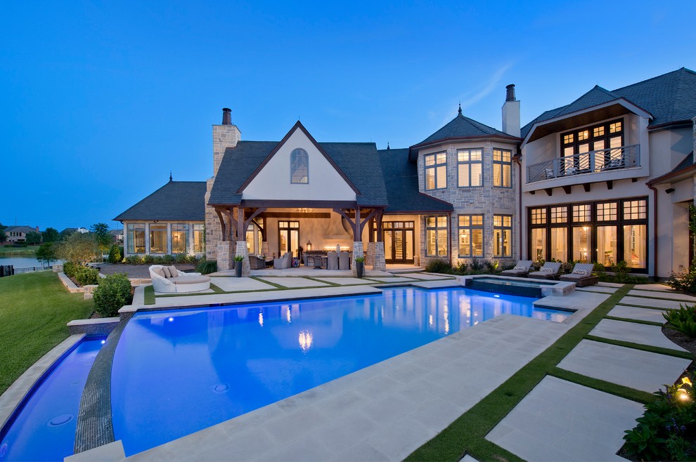 French Country Farmhouse Exterior Houston by Sims Luxury