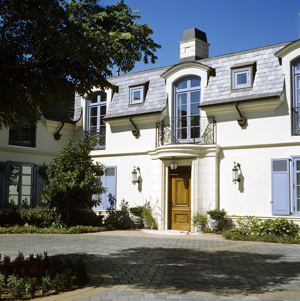 Inspiration for a mediterranean two-story exterior home remodel in Santa Barbara