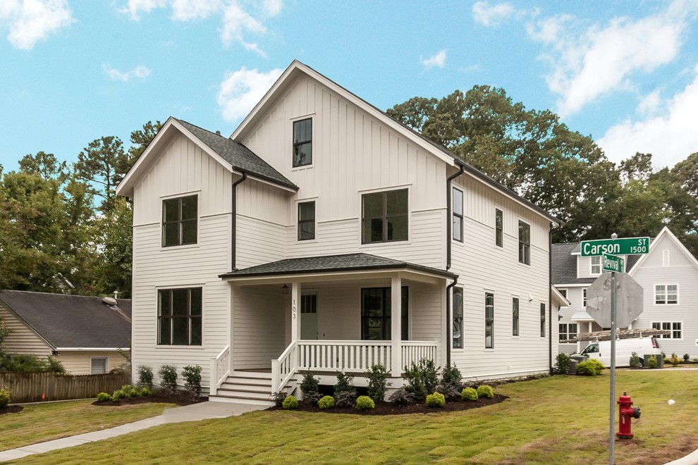 Front and Street Side Elevations Contemporary Exterior Raleigh