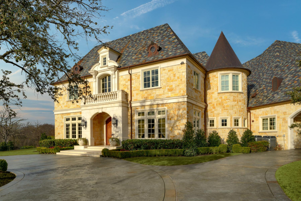 Front Elevation French Country Exterior Dallas by L. Lumpkins