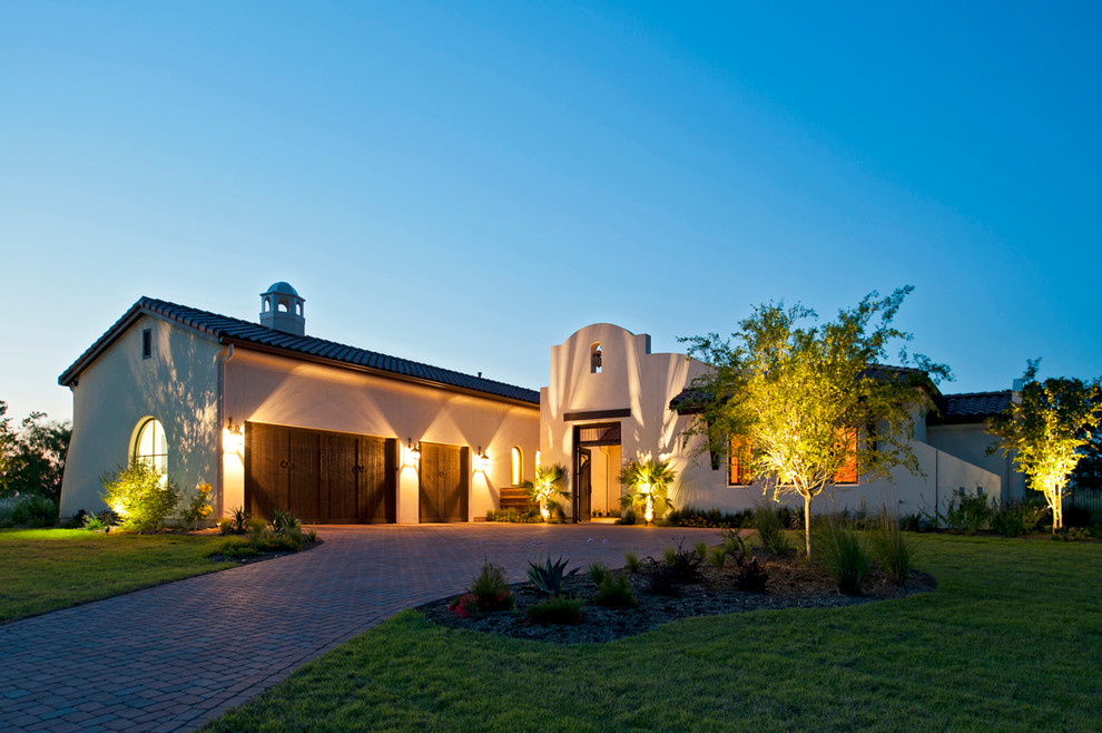 Front elevation side view Mediterranean House Exterior Austin