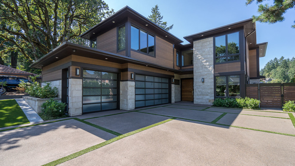 Mid-sized contemporary exterior home idea in Portland