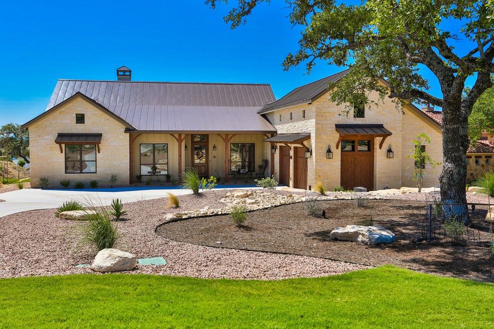 Front Exterior Hill Country Stone Ranch Home Traditional Exterior