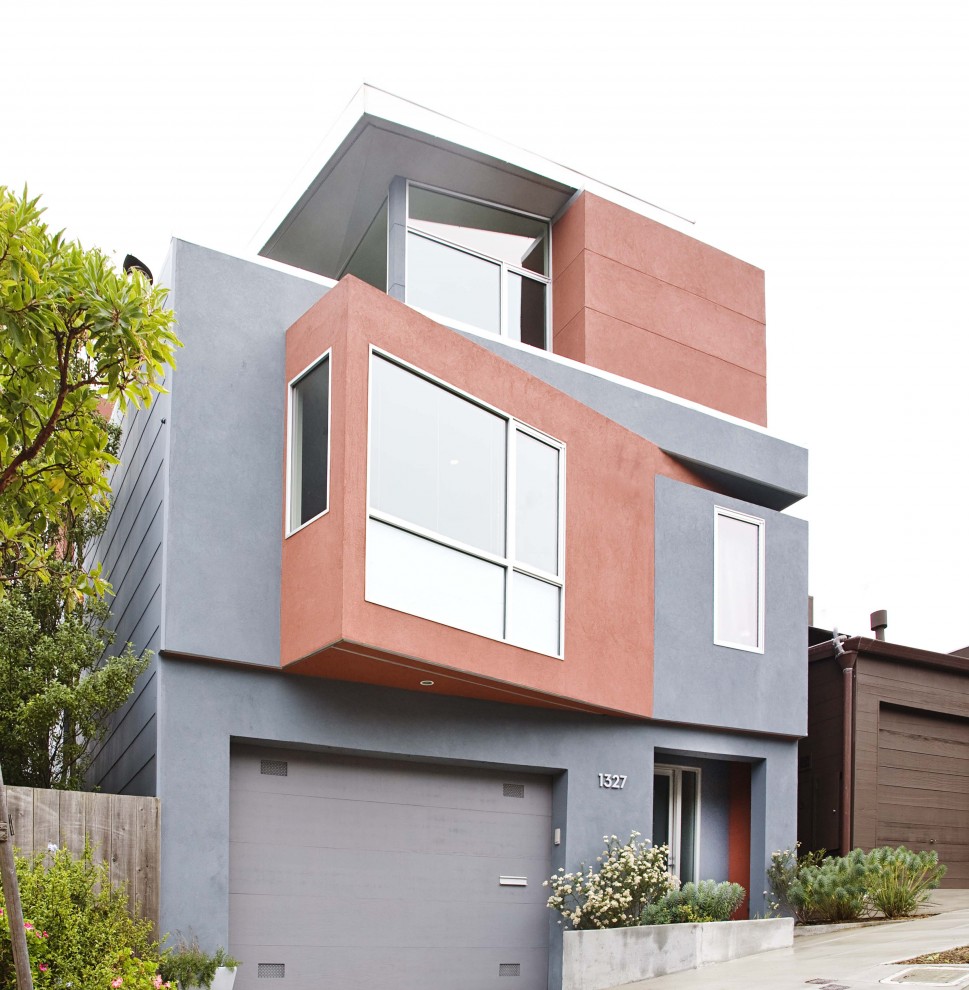 Example of a trendy wood exterior home design in San Francisco