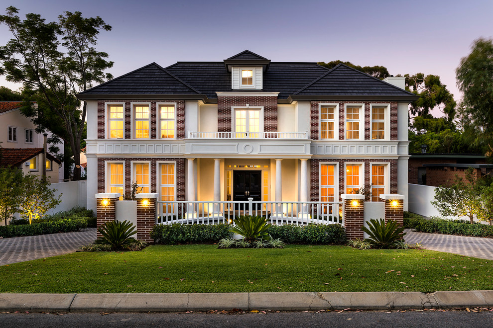 Inspiration for a large timeless two-story exterior home remodel in Perth