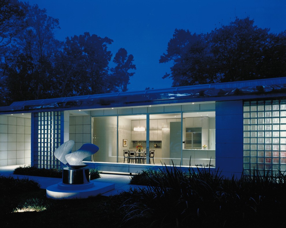 Источник вдохновения для домашнего уюта: одноэтажный, стеклянный дом в стиле модернизм