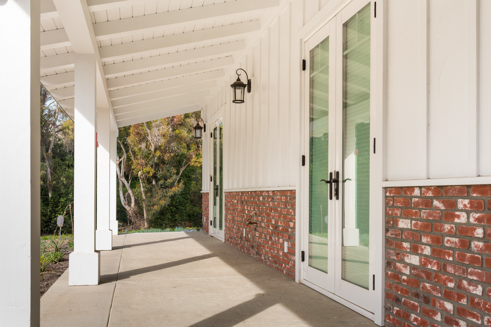 GORGEOUS WHITE HOUSE IN PV WITH BRICK BOTTOM - Farmhouse - Exterior ...