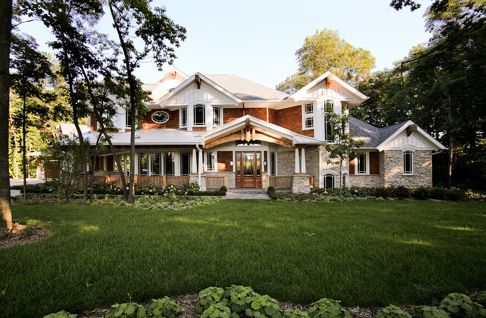 Inspiration for a craftsman two-story mixed siding exterior home remodel in Chicago