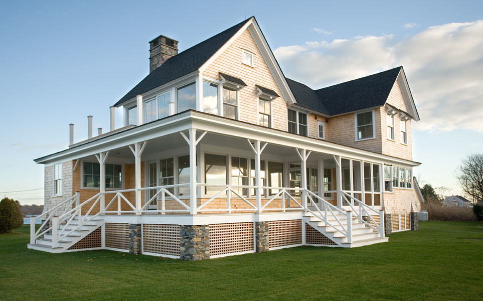 Photo of a beach style house exterior in Providence.
