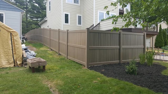 Green Teak Vinyl Fence Installation - House Exterior - Detroit - by T ...