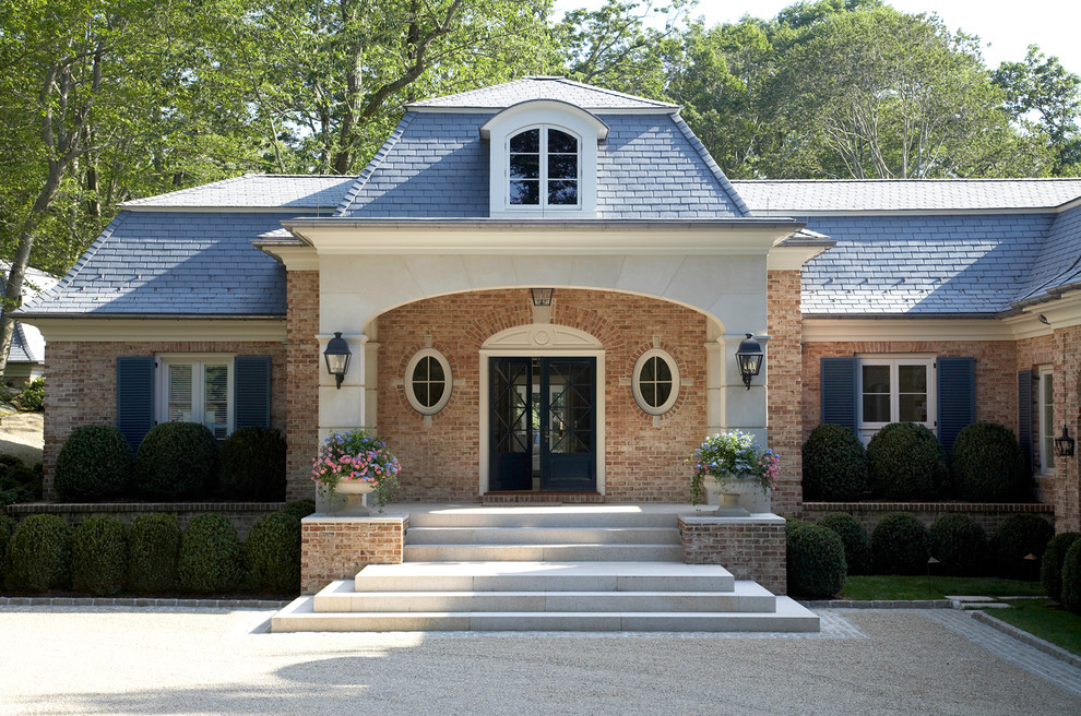 Design ideas for a classic brick house exterior in New York.