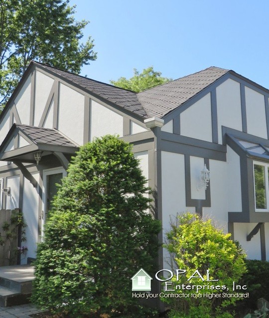 Hardie Stucco, GAF Sienna Shingle Roofing, Leaf Relief Gutter Guards