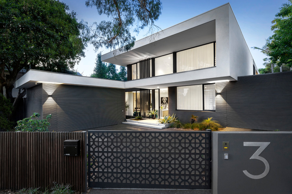 Example of a large trendy multicolored two-story exterior home design in Melbourne