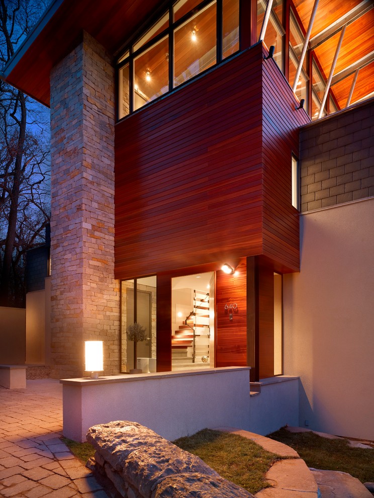 Design ideas for a contemporary house exterior in Philadelphia.