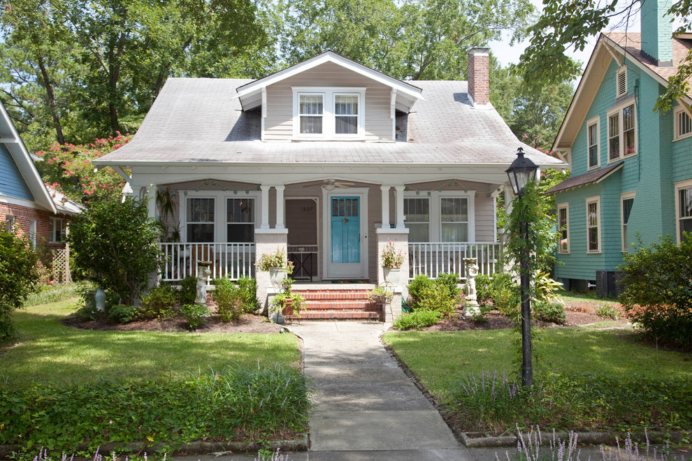 Traditional gray two-story exterior home idea in Wilmington