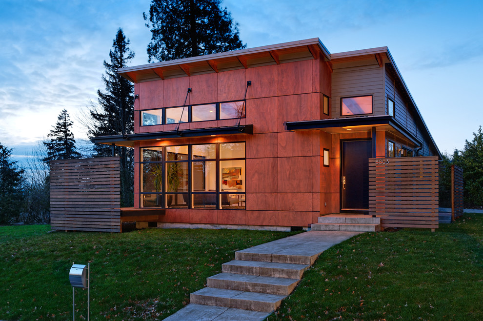 Inspiration for a small contemporary exterior home remodel in Portland