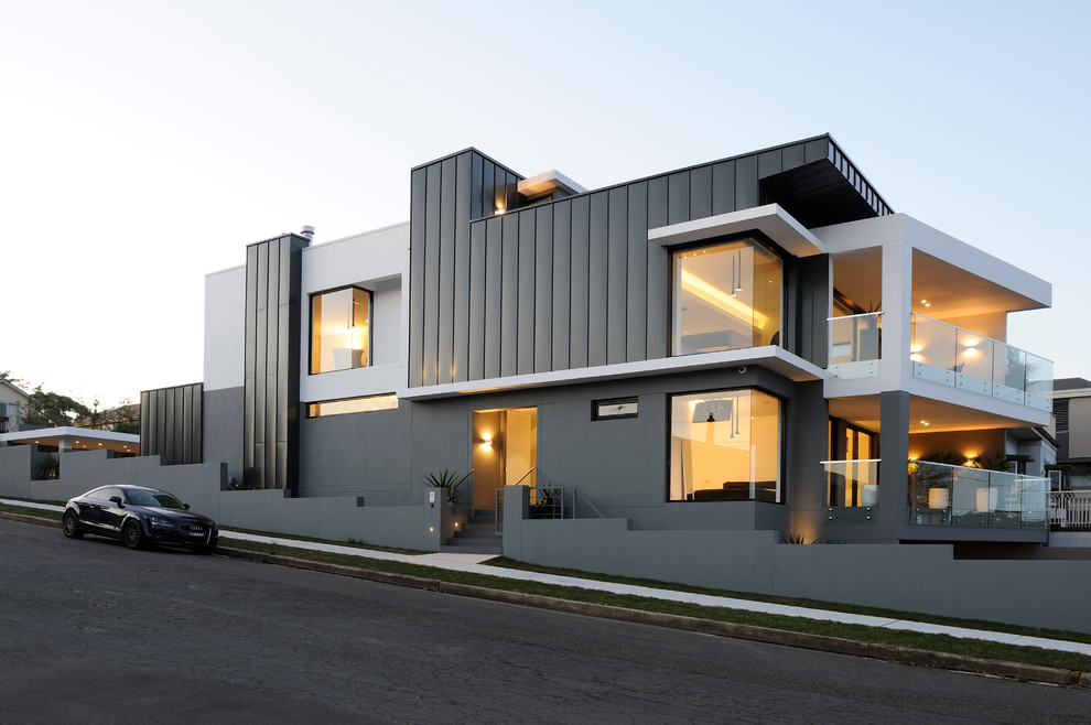 Photo of a contemporary two floor house exterior in Sydney.