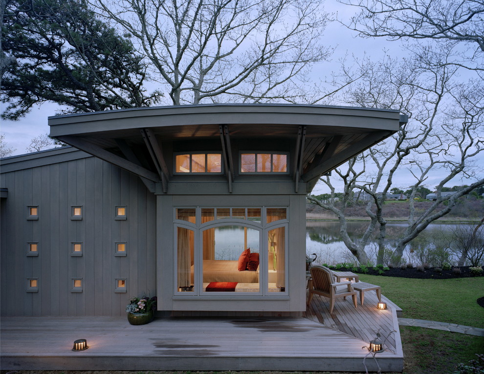 Пример оригинального дизайна: деревянный дом в стиле фьюжн