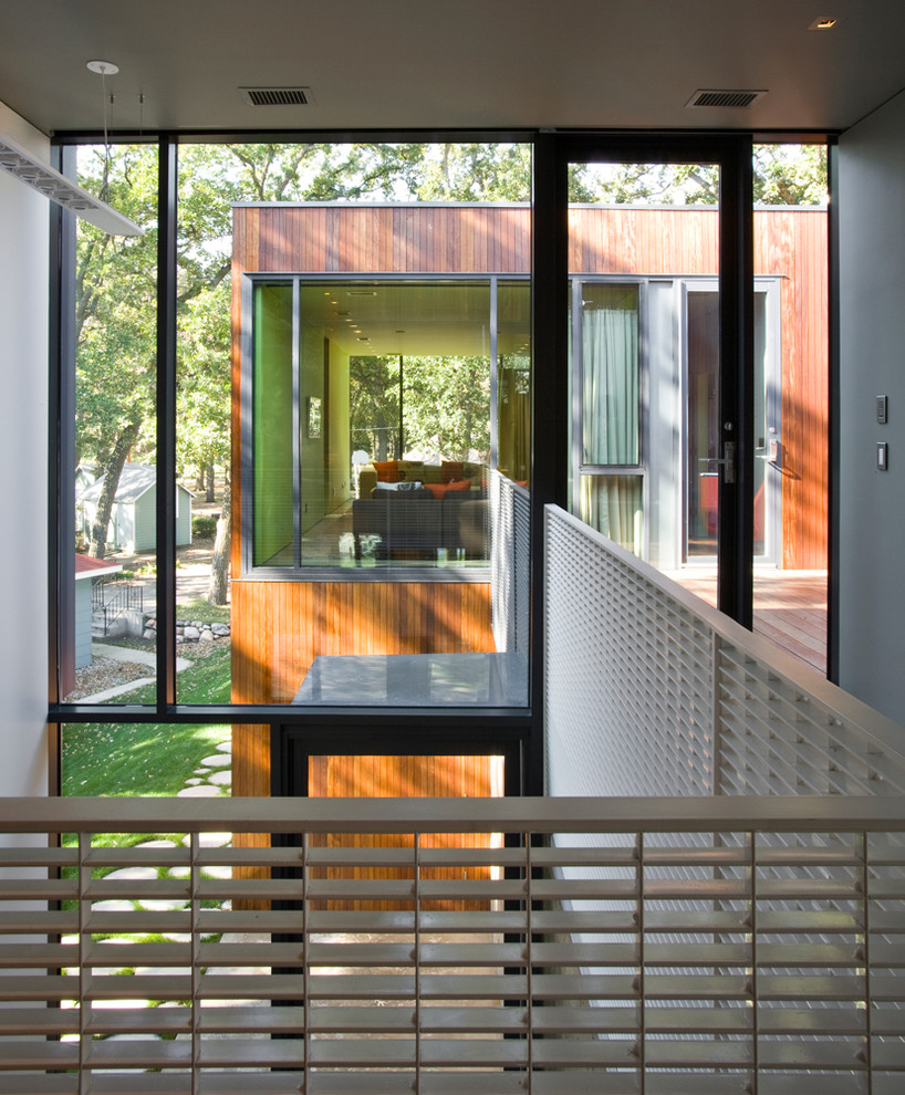 Design ideas for a modern house exterior in Omaha.