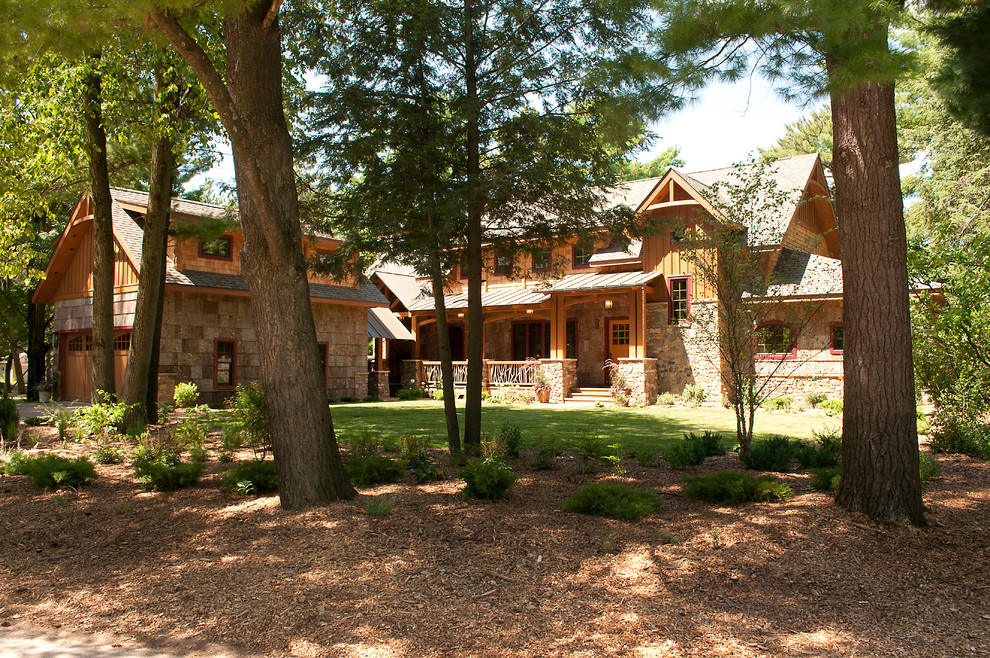 Hybrid Timber Frame Home on the Chain O' Lakes Miner Lake Rustic