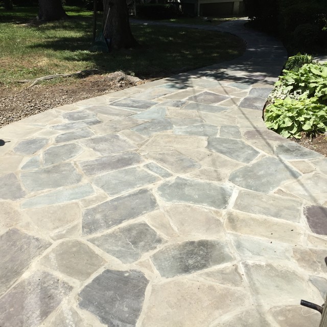 Irregular Flagstone Walkway in Kensington MD Contemporary House