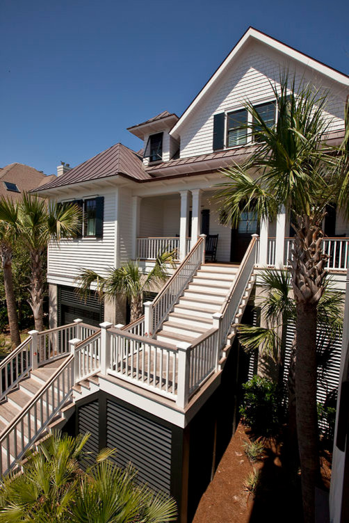 Design ideas for a coastal house exterior in Charleston.