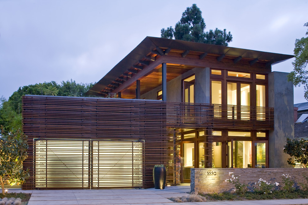Inspiration for a modern wood exterior home remodel in San Diego