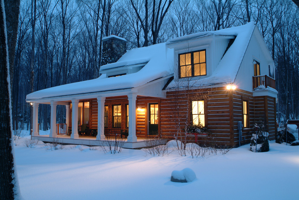 Photo of a small rustic two floor house exterior in Grand Rapids.
