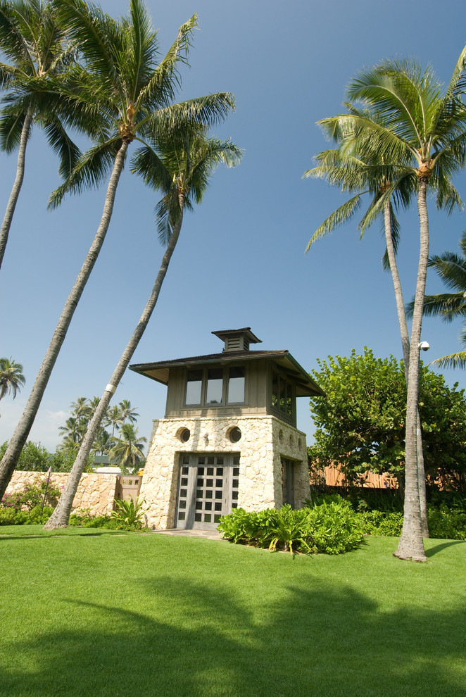 Inspiration for a world-inspired house exterior in Hawaii.
