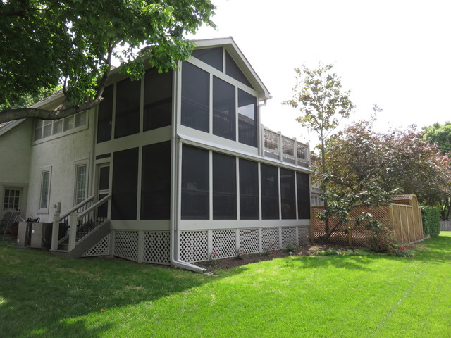 Kansas City Two Story Screened Porch American Traditional Exterior Kansas City By Archadeck Of Kansas City Houzz