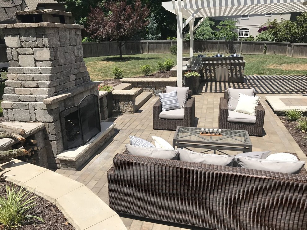 Kansas Paver Patio, Outdoor Kitchen, and Fireplace Exterior Kansas