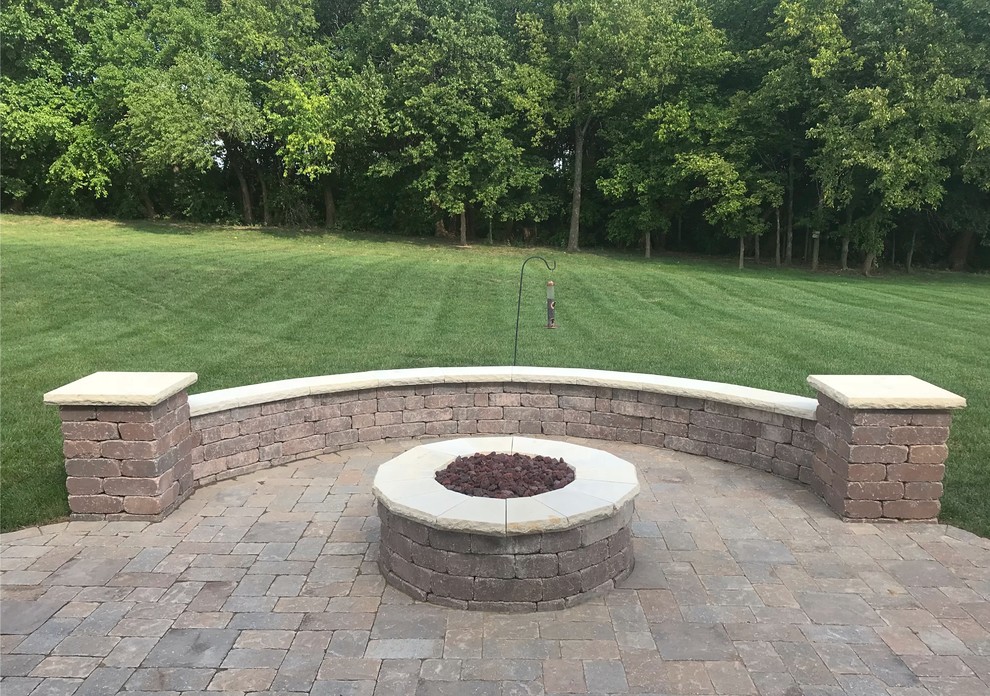 Kansas Paver Patio with Outdoor Kitchen Island, Fire Pit, and Seating