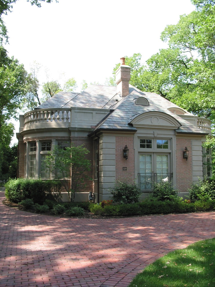This is an example of a traditional brick house exterior in Chicago.