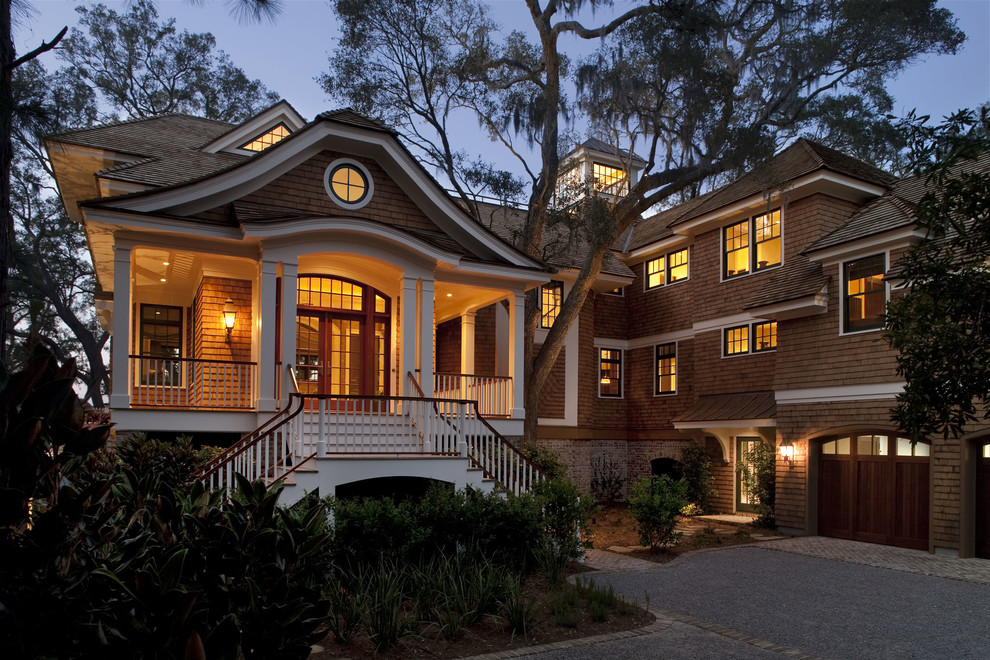 This is an example of a victorian house exterior in Boston with wood cladding.