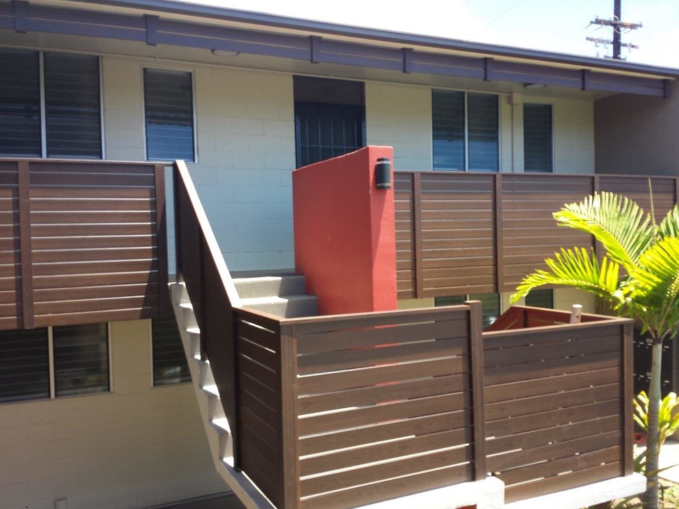 Design ideas for a coastal house exterior in Brisbane.
