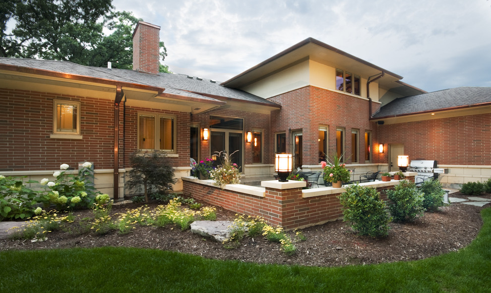 Photo of a traditional brick house exterior in Chicago.
