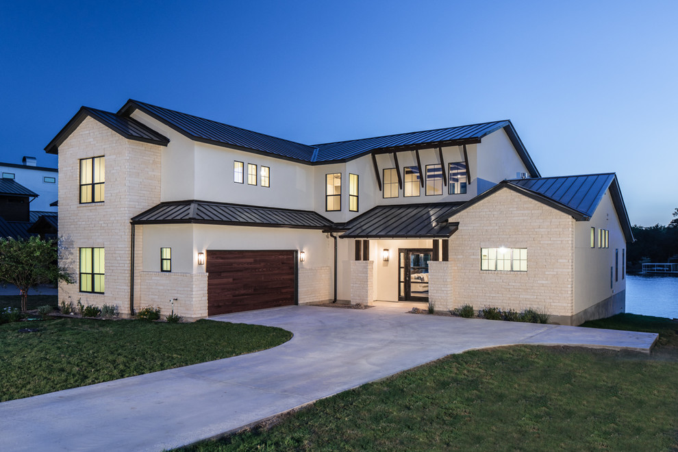 Lake LBJ Custom Waterfront Home Transitional Exterior Austin by