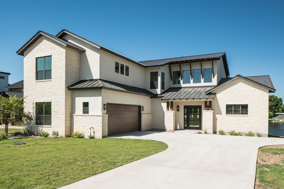 Lake LBJ Custom Waterfront Home Transitional Exterior Austin by