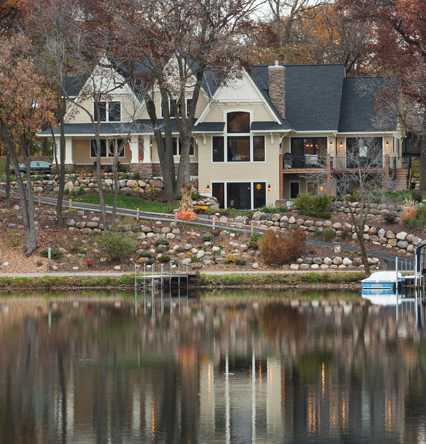 Lake Custom New Build Transitional House Exterior