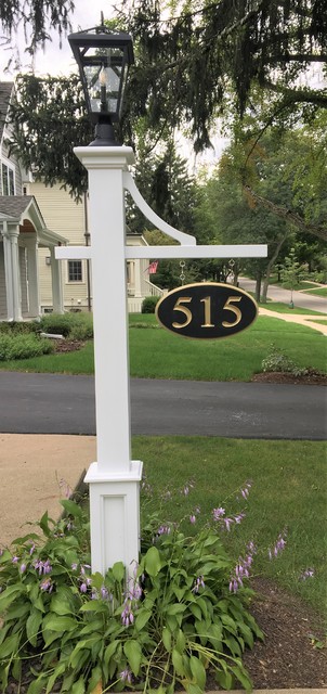 Lamp Post With Address Country House Exterior Chicago By Barrington Wood Works Llc Houzz Uk House Exterior Chicago, Lamp Post House Signs