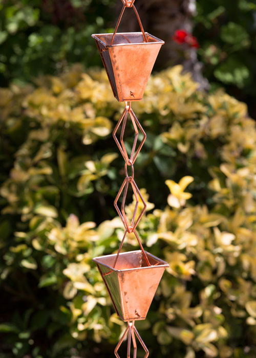 Large Cup Copper Rain Chains Modern Exterior Los Angeles by