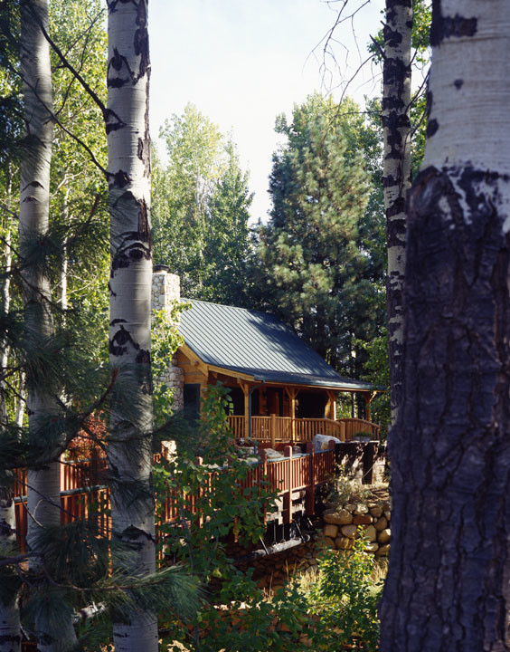 Idées déco pour une petite façade de maison marron montagne en bois à un étage avec un toit en appentis.