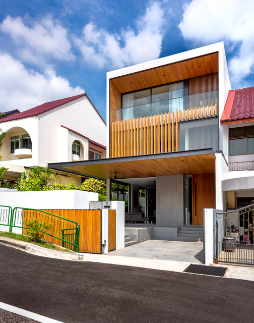 Tour A Rebuilt Corner Terrace House Designed With Contemporary Tropical Features Houzz