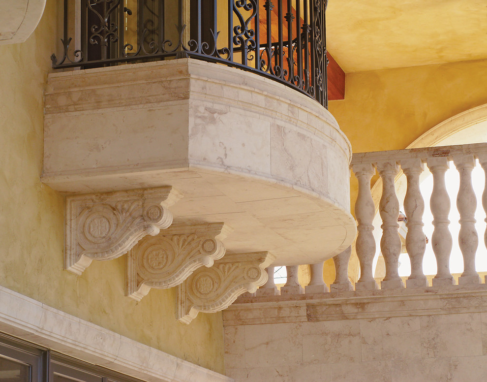 Limestone Balcony with Corbels Mediterranean Exterior Phoenix