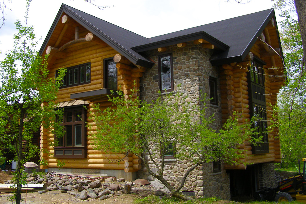 Log Cabin Addition Rustic Exterior New York by James Lyman
