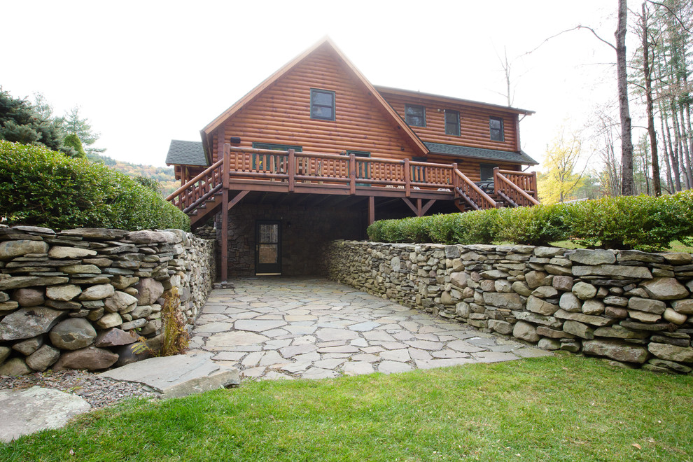 Log Home in the Catskills Rustic Exterior New York by Beaver Mountain Log & Cedar Homes