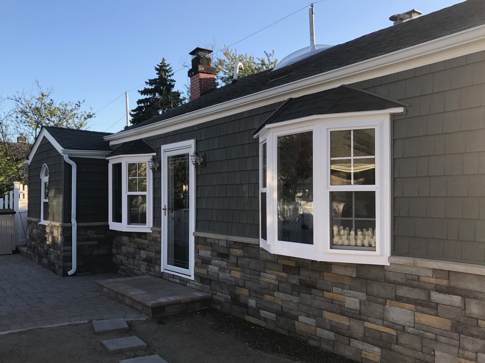 Long Beach Siding Charcoal Smoke with Sterling Tight Cut Stone