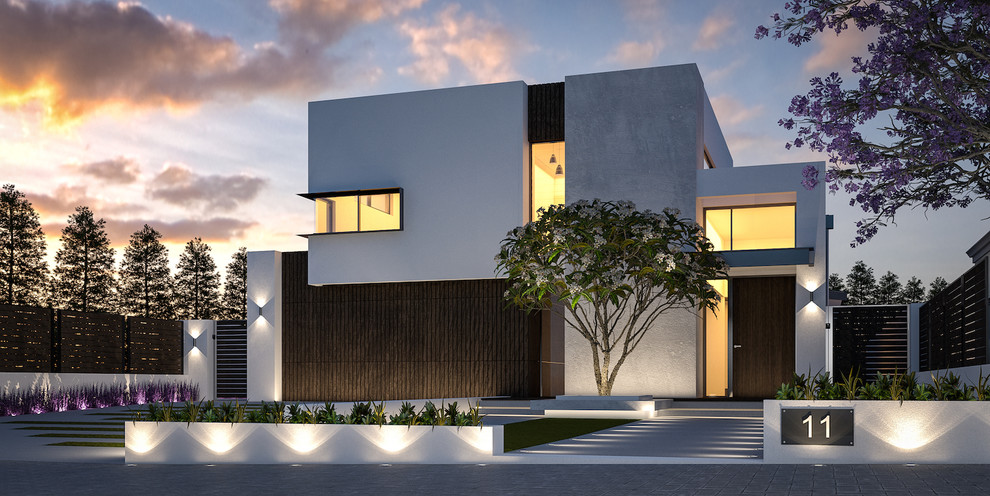 Design ideas for a modern house exterior in Perth.