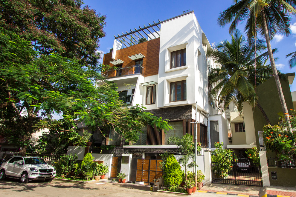 Photo of a modern house exterior in Bengaluru.