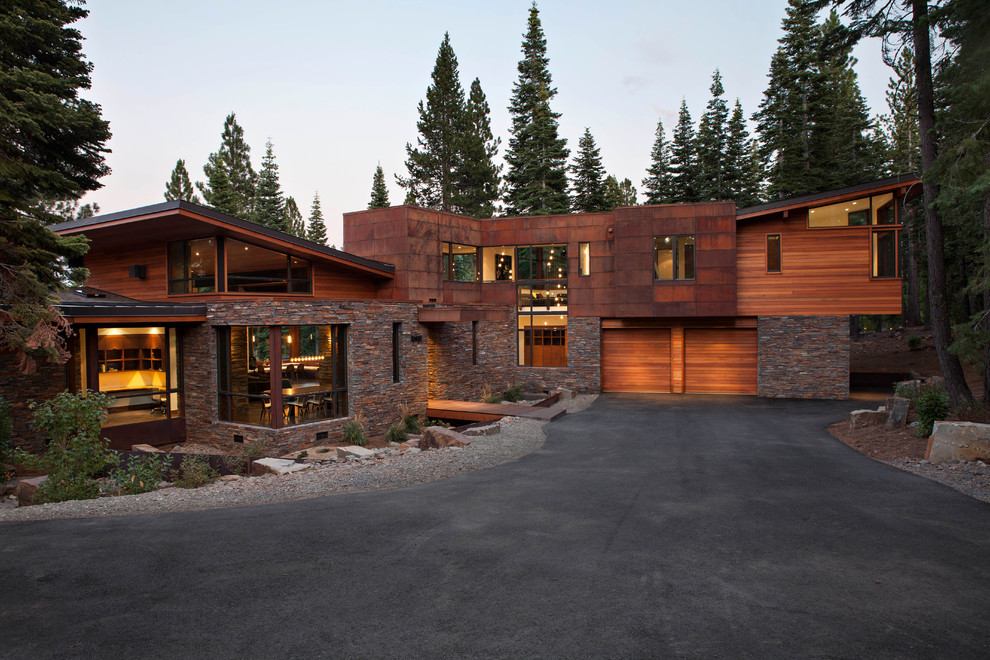 Inspiration for a contemporary two-story mixed siding exterior home remodel in San Francisco